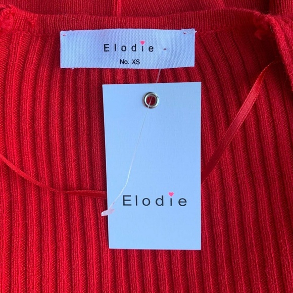 Elodie Sweater Red Ribbed Wrap Vneck Size XS - Picture 3 of 5